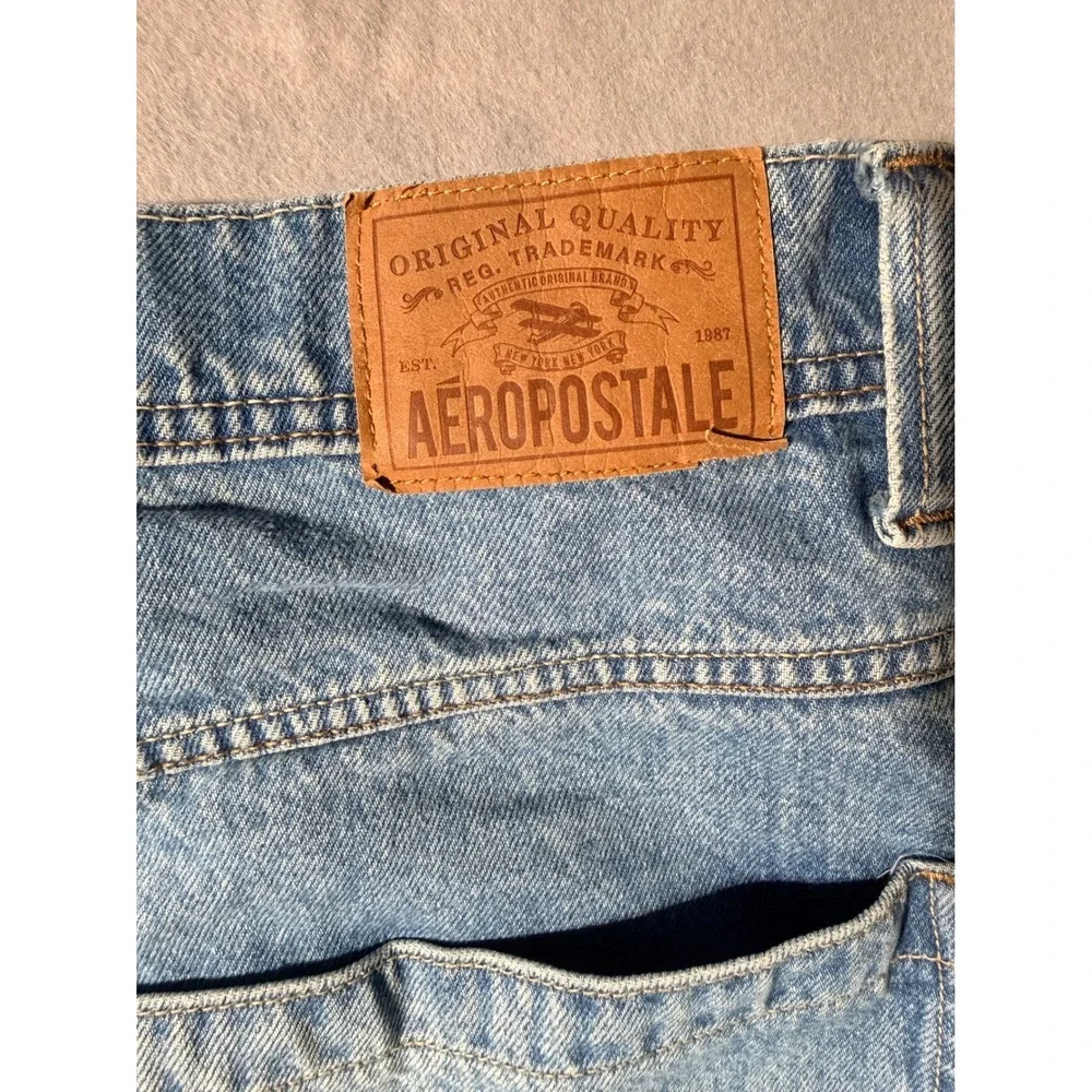 Aeropostale Carpenter Jeans Mens 34/32 Light Blue Baggy Utility Distressed Hem